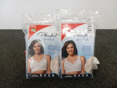 2 Playtex 18 Hour Ultimate Shoulder Comfort Wire Free 46DDD Sealed Unopen