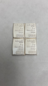 (4) One Gram .999 Fine Silver Bars— Verified Authentic