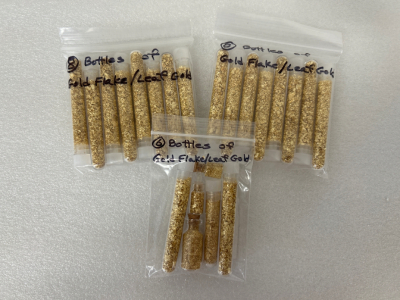 22 Small Jars Of Gold Flake/ Leaf Gold