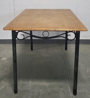 Wood Top Metal Frame Dining Room Table