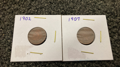 1902 & 1907 Indian Head Pennies