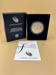2015-W Burnished Silver Eagle with Box & COA