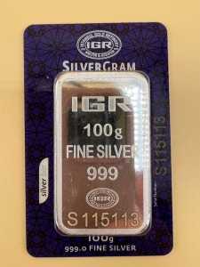 (1) 100 gram Silver Bar - IGR Carded