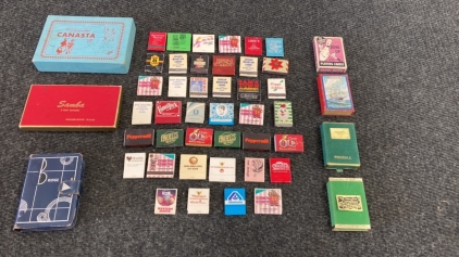 Vintage Matches And Vintage Playing Card Games