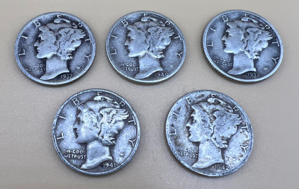 (5) Mercury Dimes