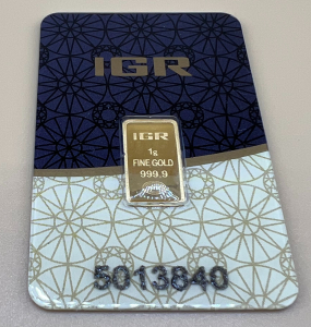 (1) 1 gram Gold Bar - IGR Carded