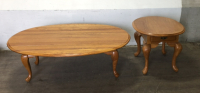 Wood Oval Coffee Table, Wood Oval End Table W/ Drawer