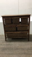 Storage Shelf W/ (6) Wicker Baskets