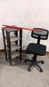 Desk Chair, Media Shelf, Expandable Hanging Rod