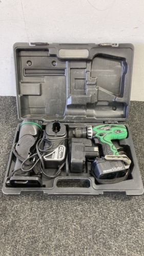 Hitachi Cordless Drill, Light With (2) Batteries & Charger