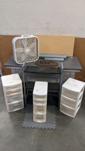 Tow Chain, Complete 2-Shelf Rack, Storage Drawers, Working Box Fan