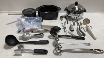 Stone Pot, Saucepan, Penguin Servicer, Assorted Kitchen Tools, Brûlée Torch