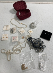 Maroon Bag With Costume Jewerly