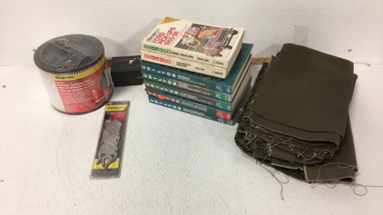 (7) Chilton auto Repair and Tuneup Guides (1) Laser Grips (1) Shop Vac Filter (5) Drop Clothes (1) SS Screaming Skull Flame Trim