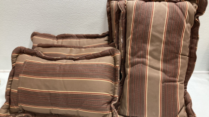 (6) 12x20 Brown and Red Outdoor Throw Pillows