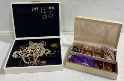 (2) Jewerly Boxes Full Of Costume Jewerly