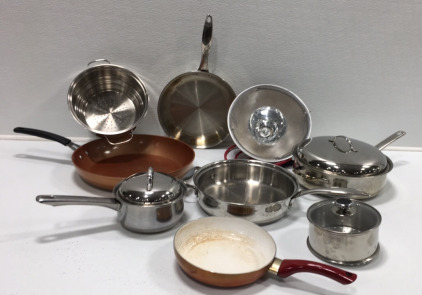 (5) Pans, (2) Strainers,