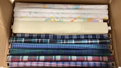 (11) Rolls of Fabric: Flannel, Muslin, Baby Print