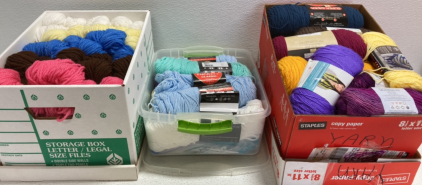 (3) Medium Boxes of Assorted Yarn