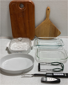 Wood Cutting Boards, Glass and Ceramic Bakeware, Kitchen Tools