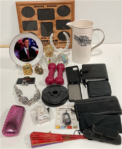 (1) Harley Davidson (1) Obama Election Collector Plate (1) Signature Series costume Jewelry. Various household Items