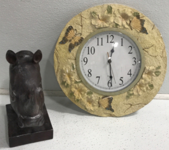 Rhino Statue, Butterfly Clock