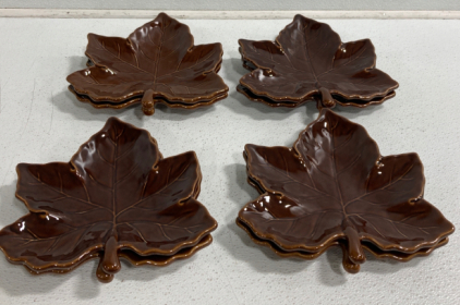 (6) Brown Leaf Plates