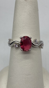 Size 7-Elegant Oval Cut Ruby Ring