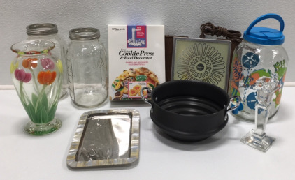 Salton Hotray, Cookie Press, & Glassware