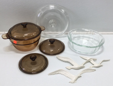 Glasses Dishes with Lids & Hanging Doves