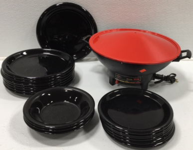 Electric Wok, (17) Black Dinnerware Set