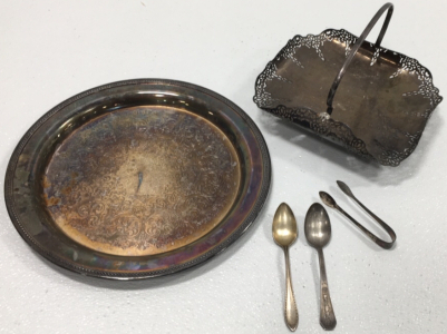 Silver Plate, Stand, Spoons