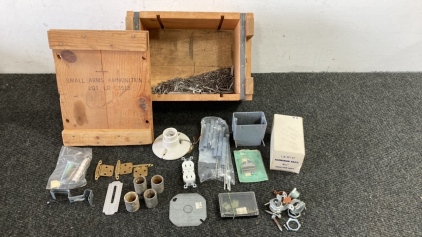 Wooden Box With Nails, Hardware And More