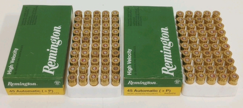 (2) Boxes Of (50) Remington (+P) .45 Automatic Ammunition