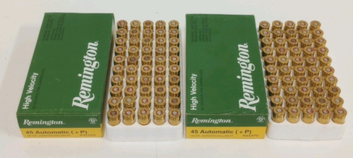 (2) Boxes Of (50) Remington (+P) .45 Automatic Ammunition