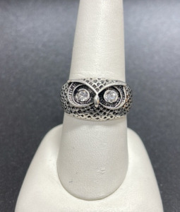 (1) Clear Stone Eyed Adjustable Owl Ring