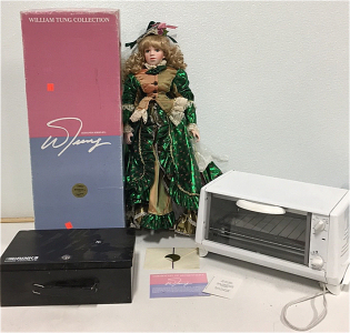 Willam Tung Collection Roberta Doll-White-Westinghouse Toaster Oven-Brinks Home Security Box