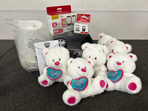 Vicks Cool Mist Humidifier, Canon Ink, Seat Covers and Mothers Day Stuffed Bears