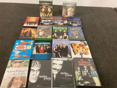 Large Lot Of DVDs Full Season Box Sets Of Fraser, West Wing, Adam’s Family And More