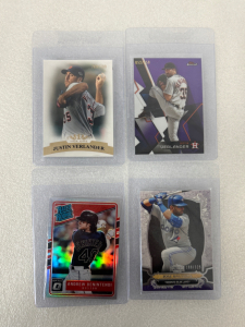 (4) Sports Cards: Justin Verlander, Andrew Benintendi, and Jose Bautista