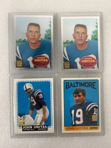 (4) Johnny Unitas Baltimore Colts Insert Cards