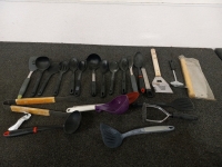Large Lot Of Kitchen Utensils Spoons,Tongs, Spatula And More