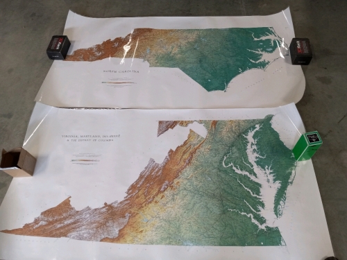 Large Fold Out Maps Of Virginia, Maryland, Delaware, North Carolina