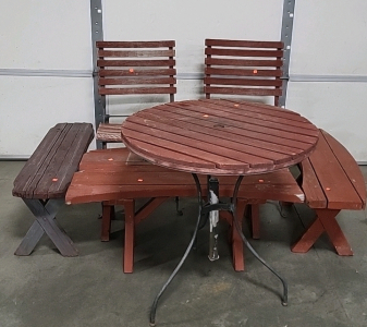 Patio Table, Chairs and Benches