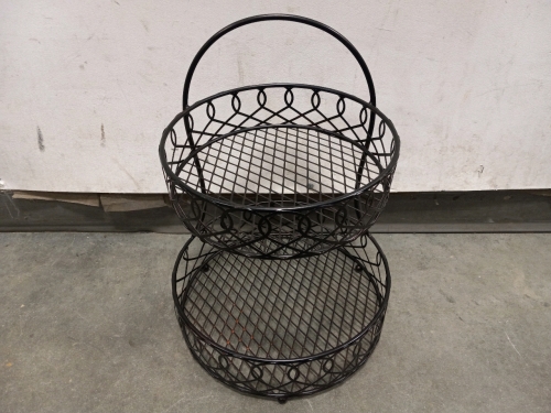 2 Tiered Fruit Basket Black For Kitchen Counter