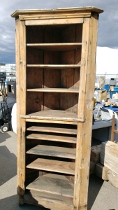 Wood corner shelving unit