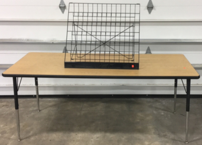 (1) Adjustable Height Table (1) Tiered Wire Rack