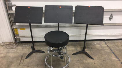 (3 Proline Music Book Stands-(1) Stool