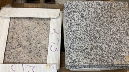 (2) Boxes of Light Pink Granite Tiles, (8) Gray Granite Tiles