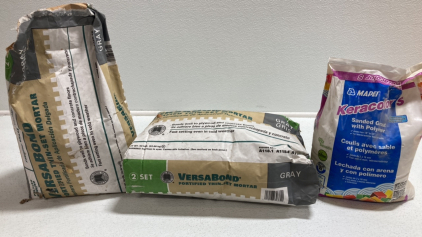 (2) VersaBond Gray Thin-Set Mortar, (1) Keracolor Sanded Grout w/ Polymer